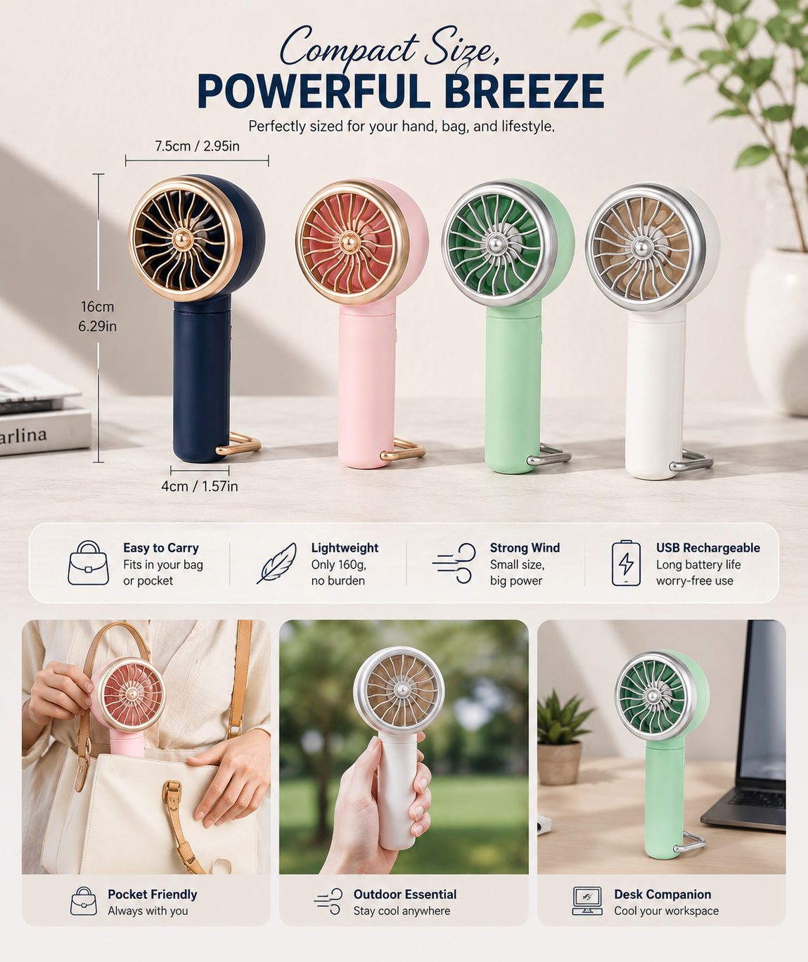 TurboFan Rechargeable Mini Cooling Fan